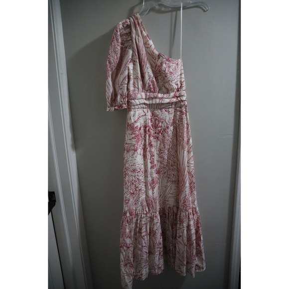 Express XS Maxi Dress One‎ Shoulder Ruffle Hem Floral Print Casual Party - Picture 5 of 5
